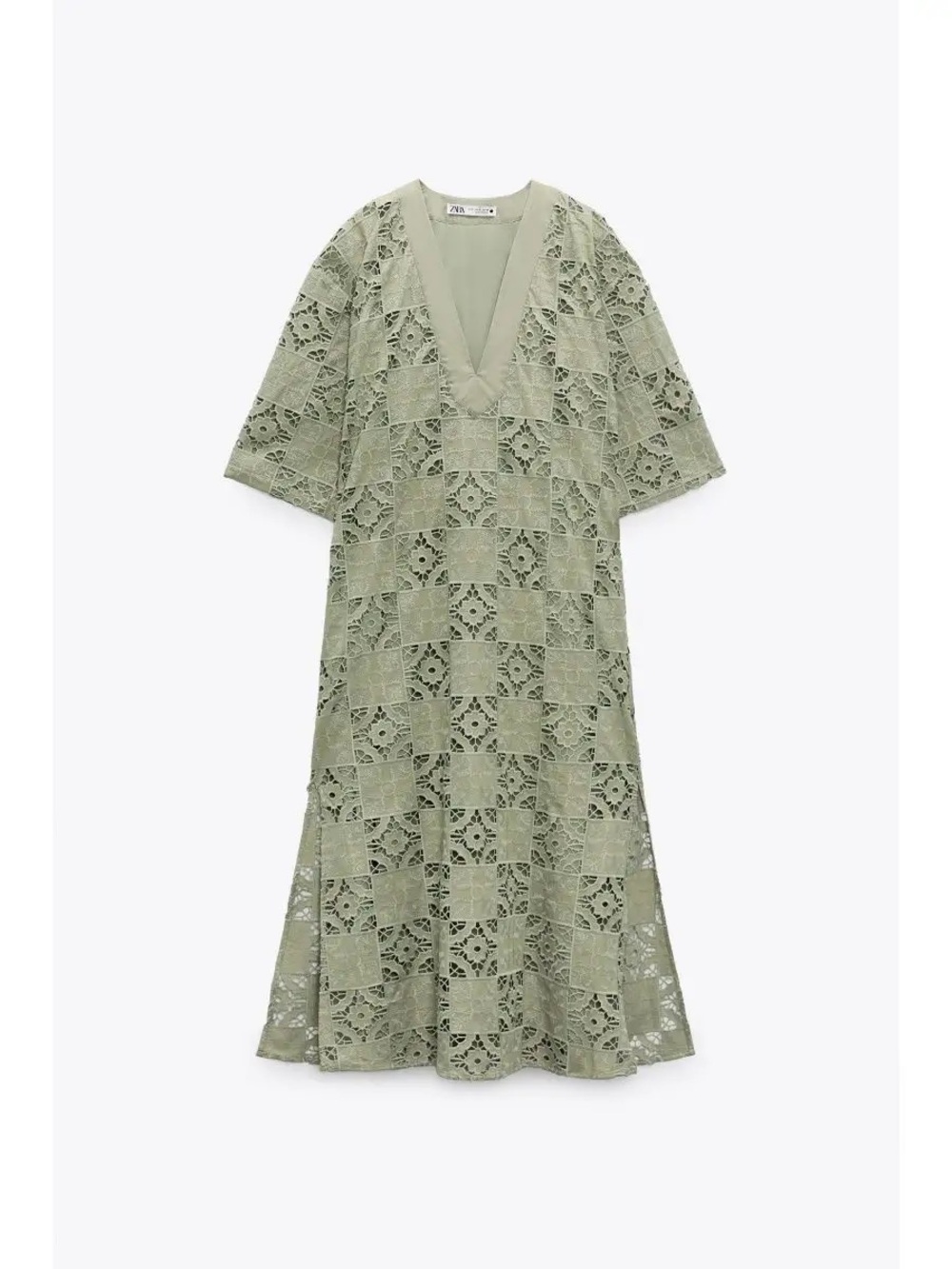 Zara Sage Green Lace Maxi Dress